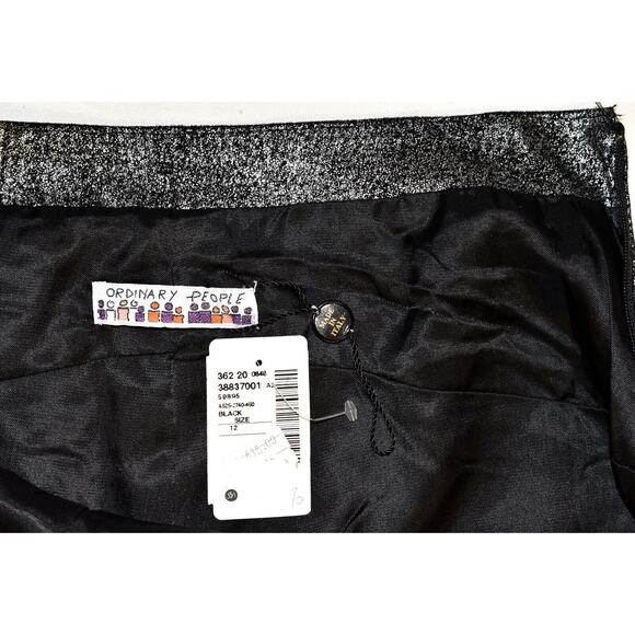 B2 NWT ORDINARY PEOPLE Black Metallic Suede Side Zip Hi Rise Pants Size 12 $615 - Picture 7 of 9